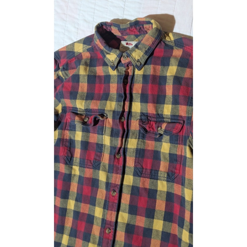 FjallRaven Skog Shirt Men's Large Plaid Check Heavy Flannel Slim Fit Roll Tab - Picture 13 of 13